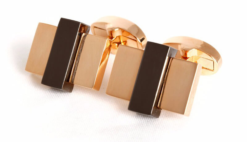 Boutons-de-manchette-rectangles-encastrés-couleur-or-rose-et-noire-1