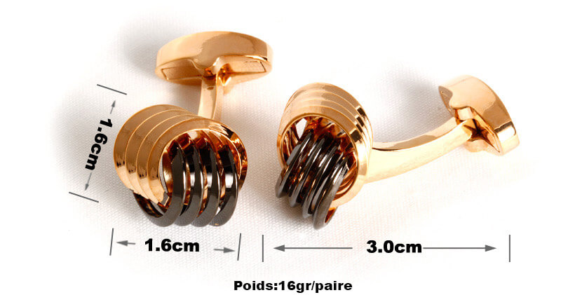 Bouton-de-manchette-nœud-marin-quadruple-en-métal-de-couleur-or-rose-et-noire-4