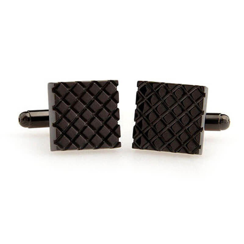 Boutons-de-manchette-carré-quadrillé-de-couleur-noir-1