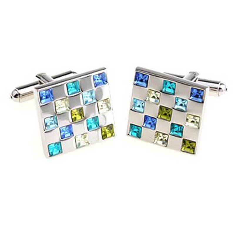 boutons-de-manchette-damier-cristal-multicolore-bleu-jaune-blanc-1