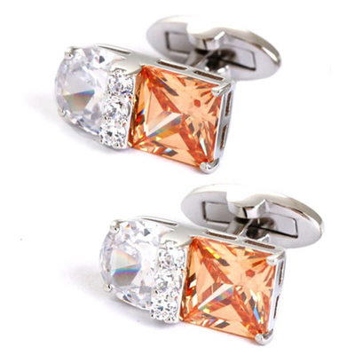 Bouton-de-manchette-rectangle-cristal-de-couleur-orange-et-blanche-1