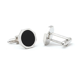 Bouton-de-manchette-de-forme-héxagonale-couleur-argent-et-noire-2