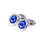 Boutons-de-manchette-ronde-de-couleur-argent-serti-d'un-diamant-bleu-ciel-3