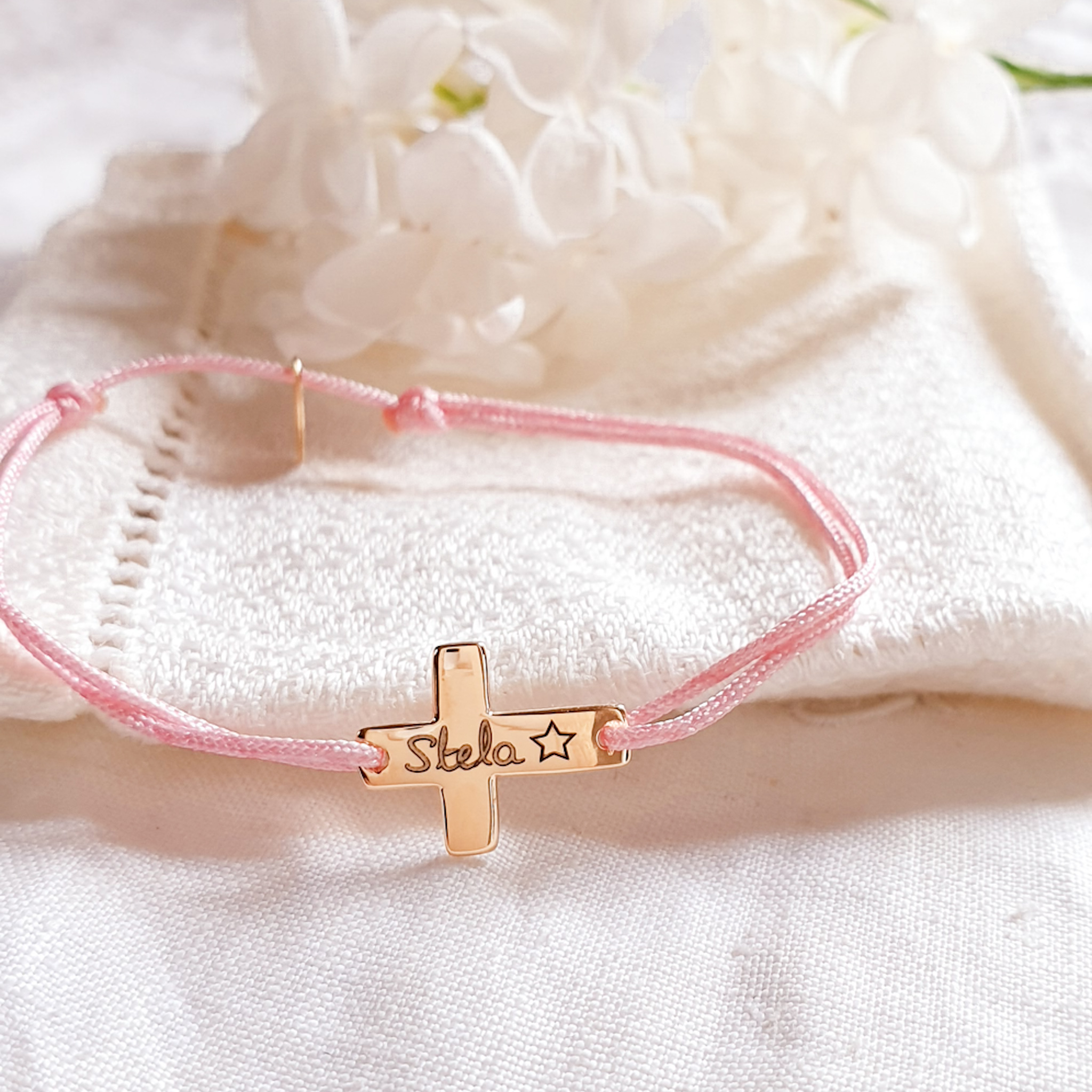 bracelet croix prenom communion