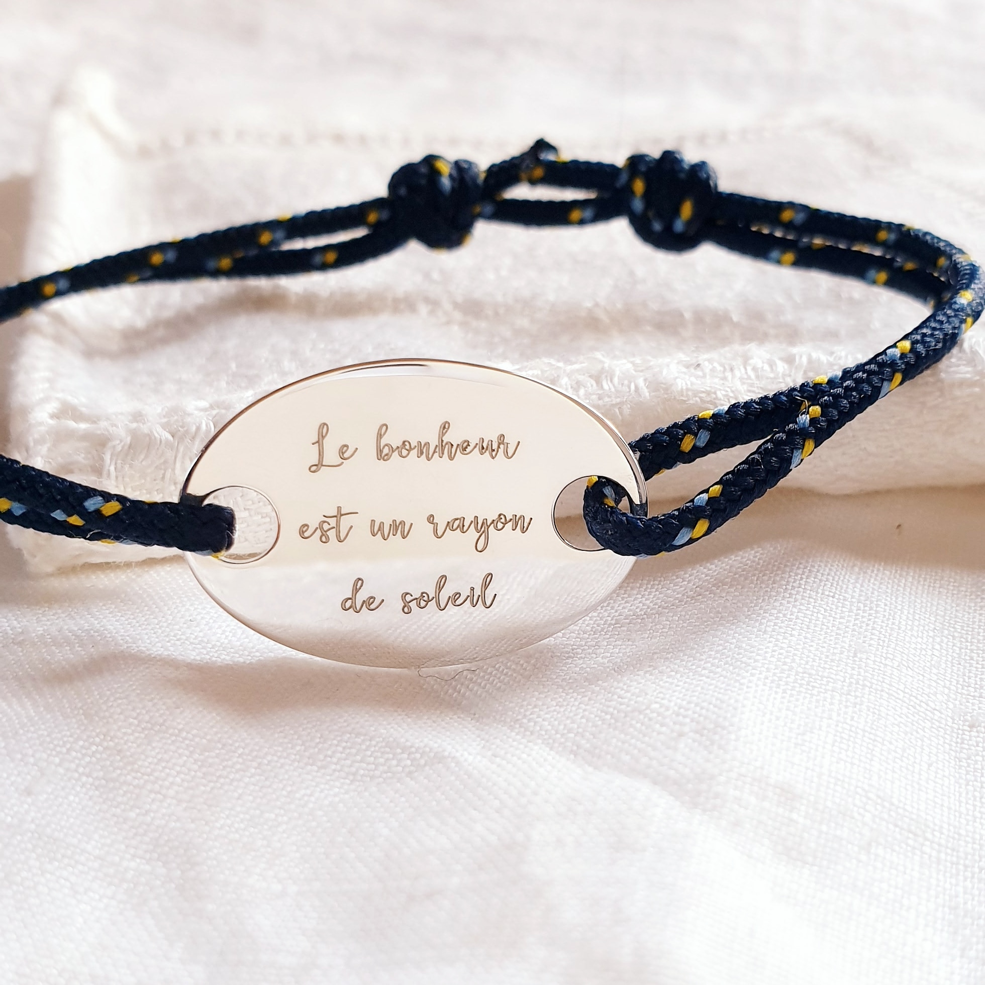 bracelet homme personnalise cordon bonheur message