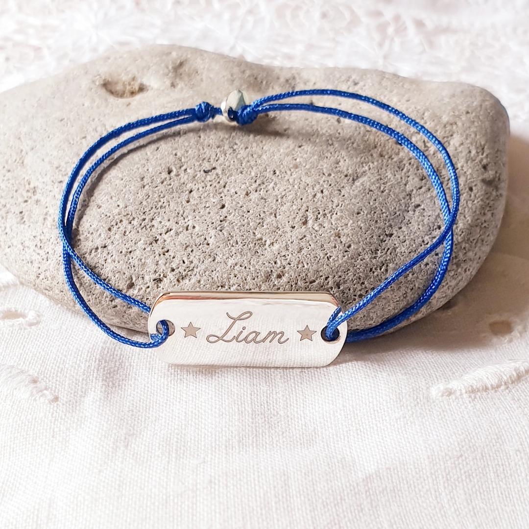 bracelet garcon prenom personnalise cordon fin