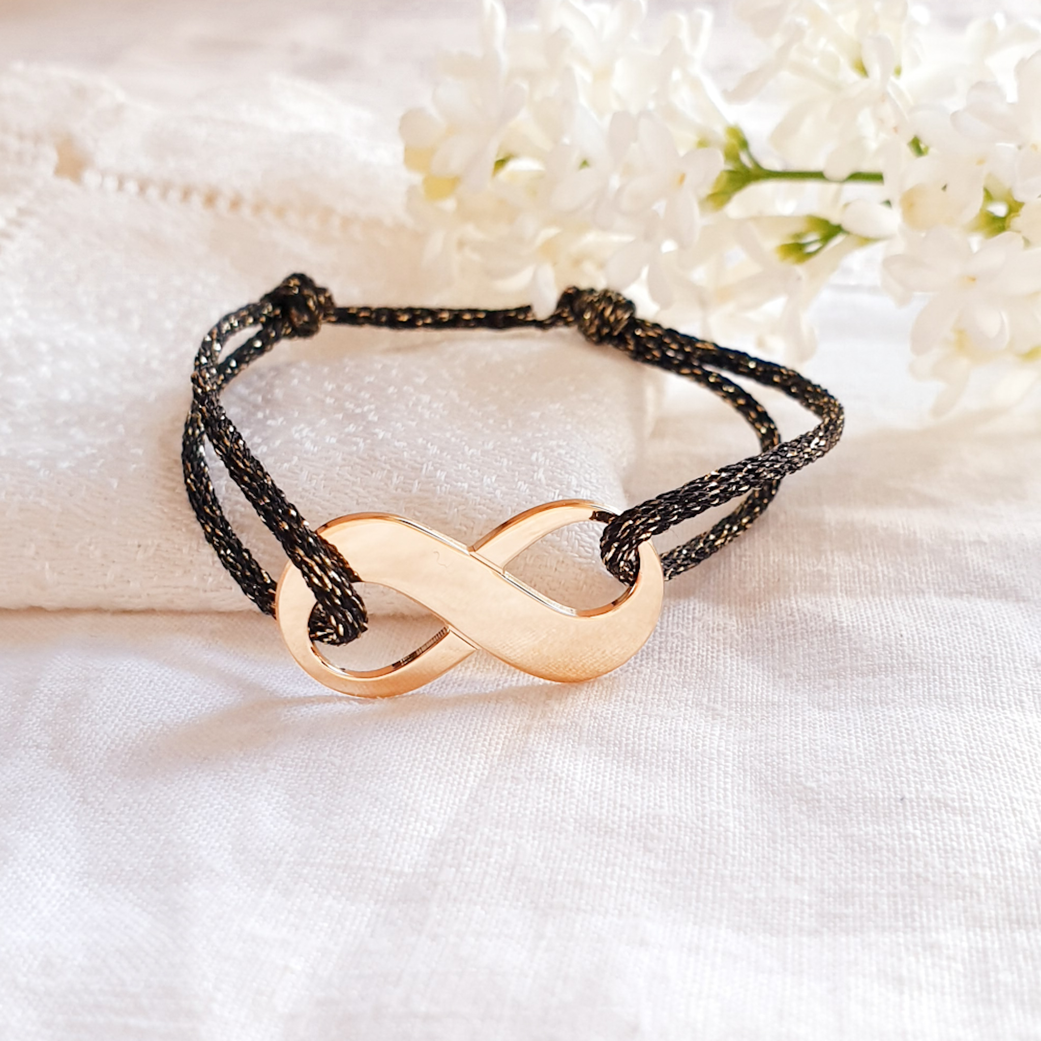 infini bracelet personnalise femme plaque or