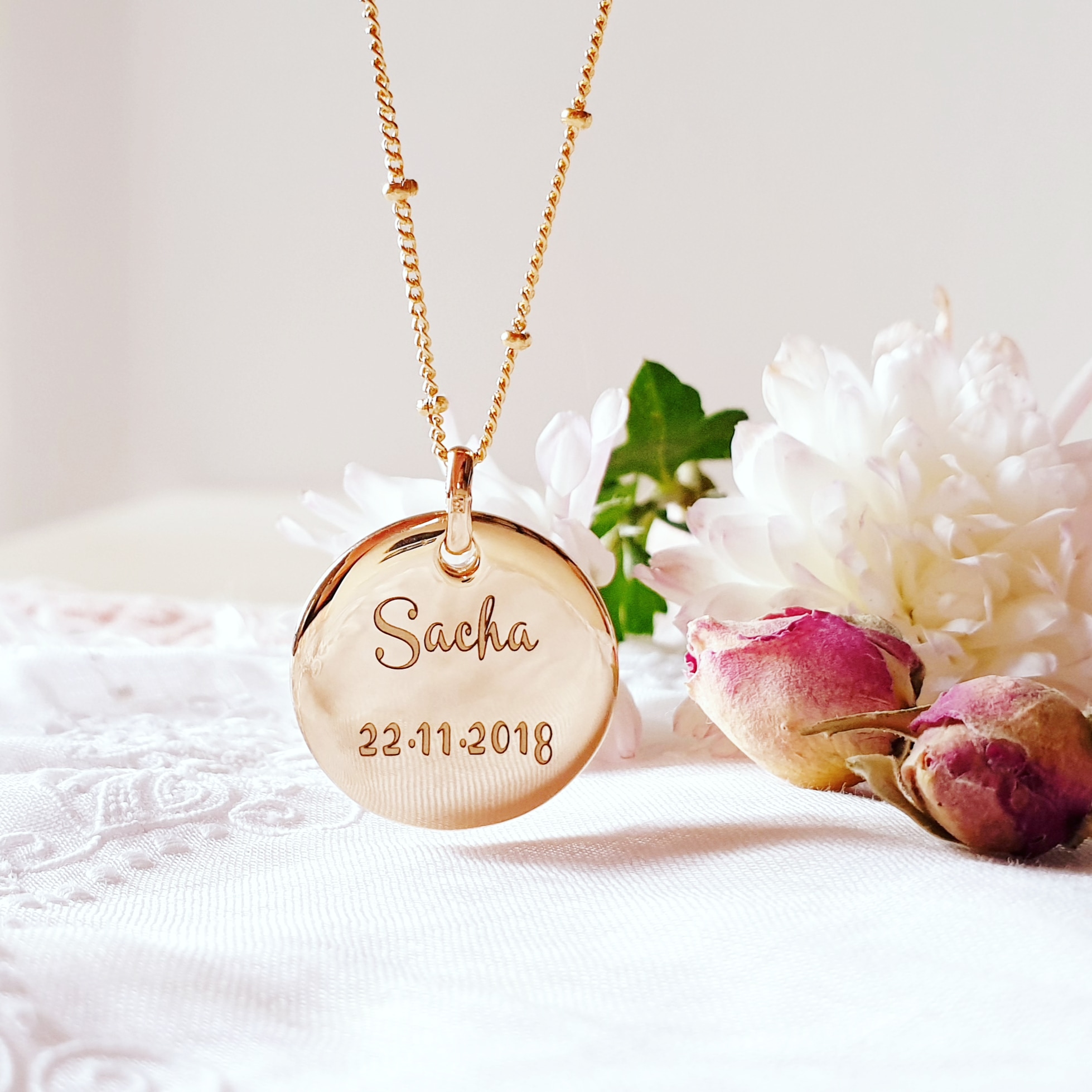 collier prenom personnalise date cadeau naissance rayonnante