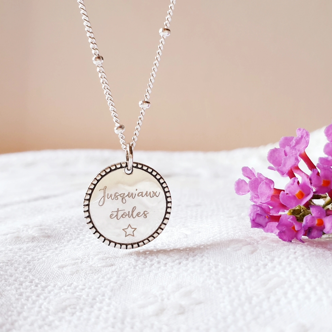 collier personnalise pour une soeur amie fille message etoile argent egerie