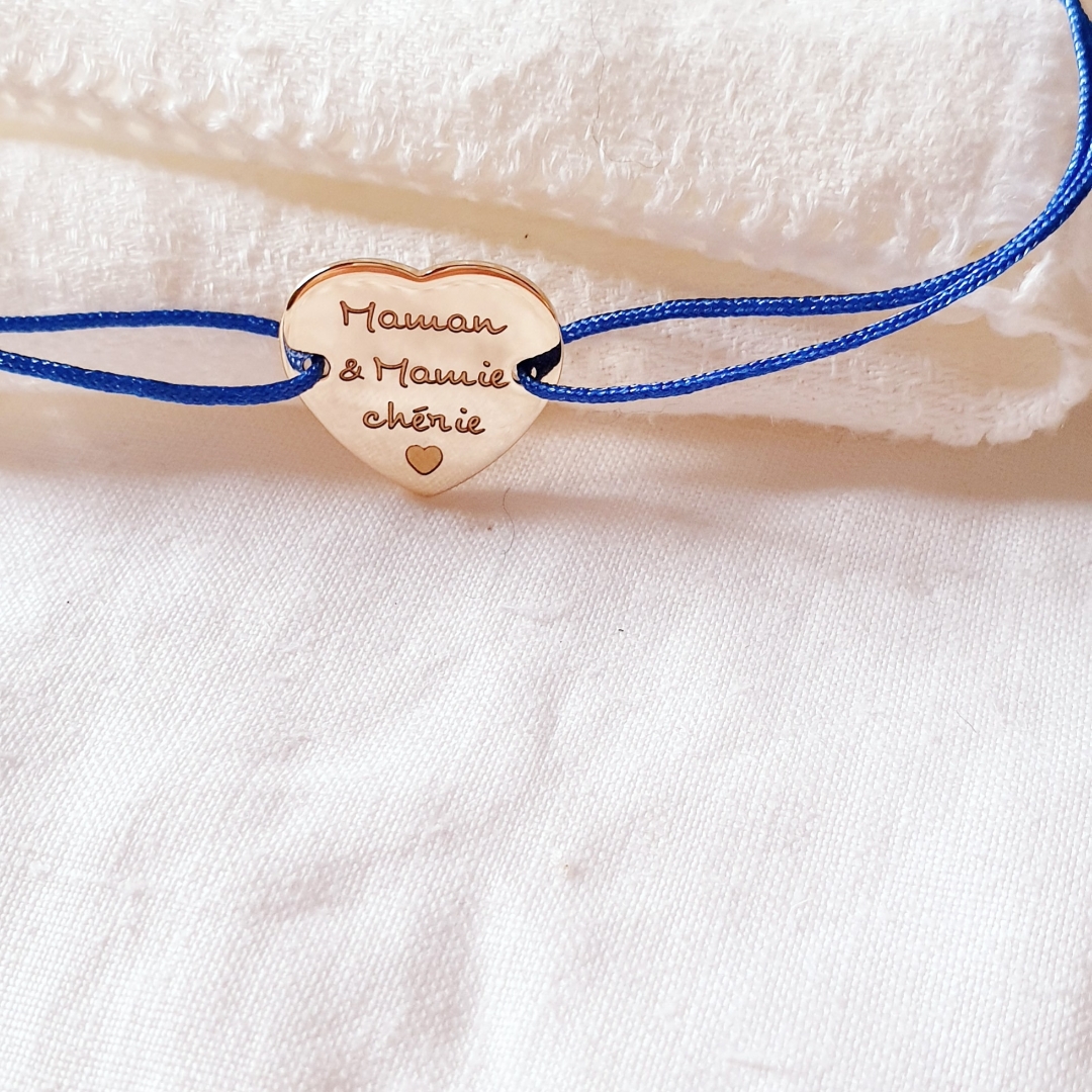 bracelet maman mamie personnalise cordon coeur