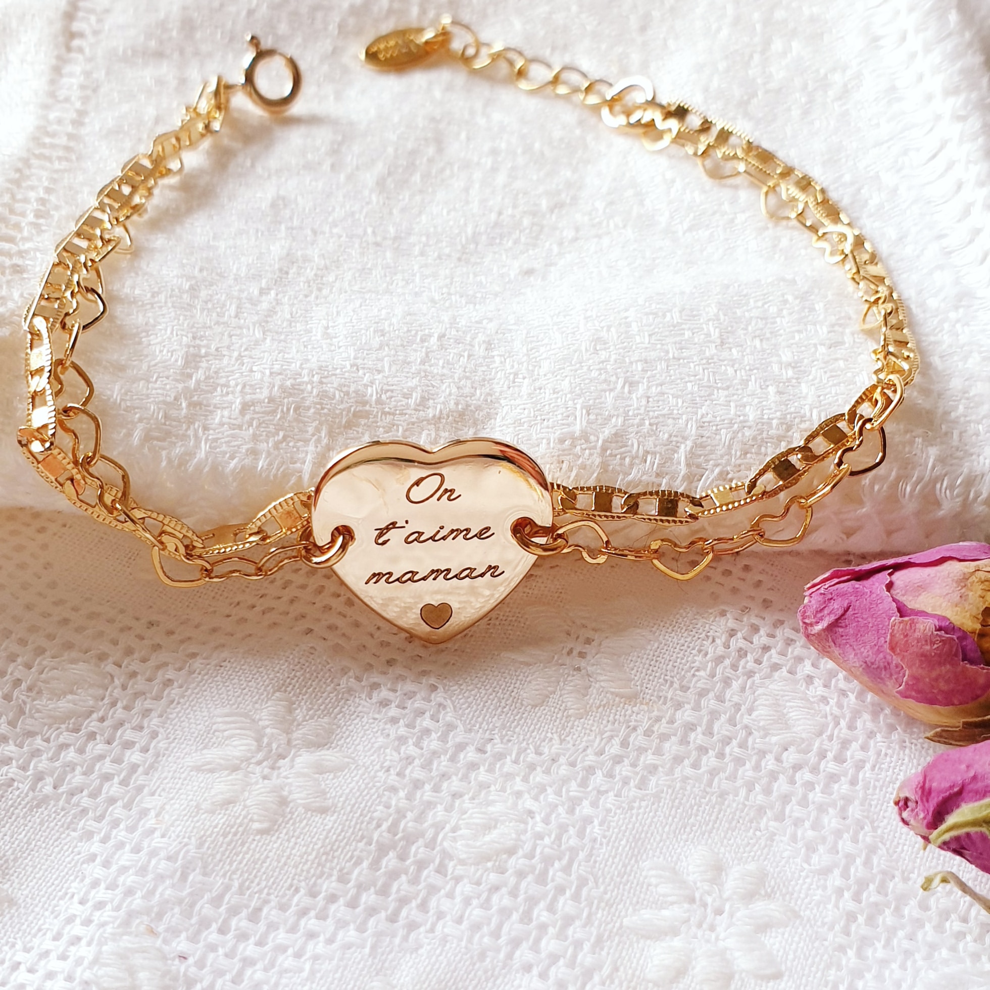 bracelet maman personnalise coeur vintage