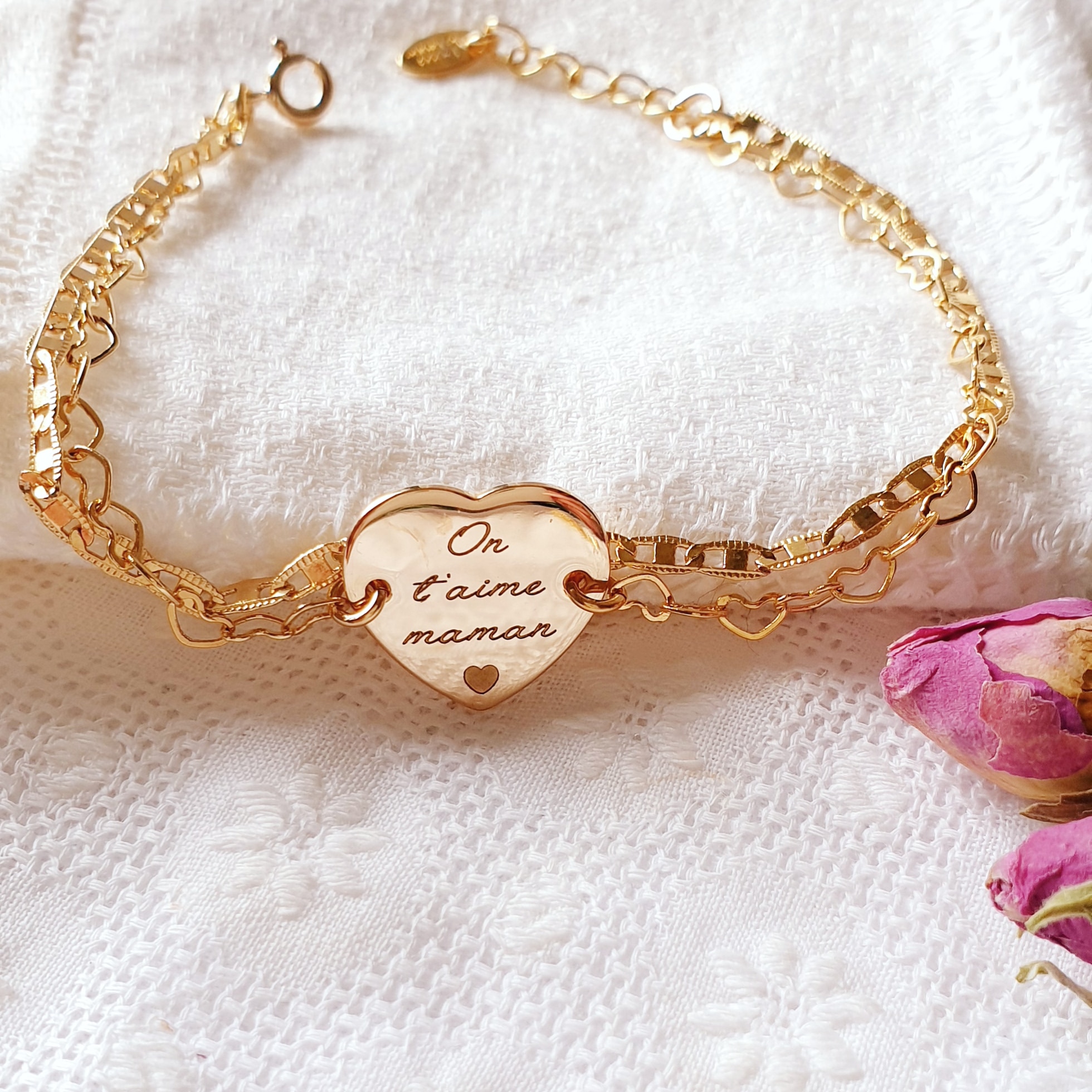 bracelet maman personnalise coeur in love vintage