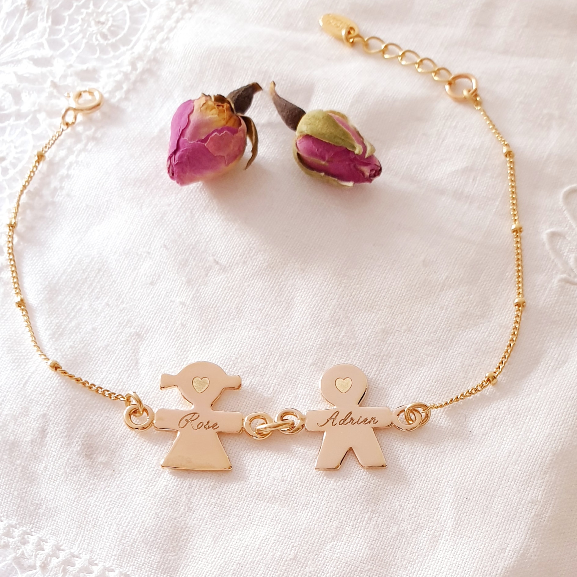 Bracelet chaine personnalisé - enfant - mot - prénom - padam padam - argent  - or - or rose