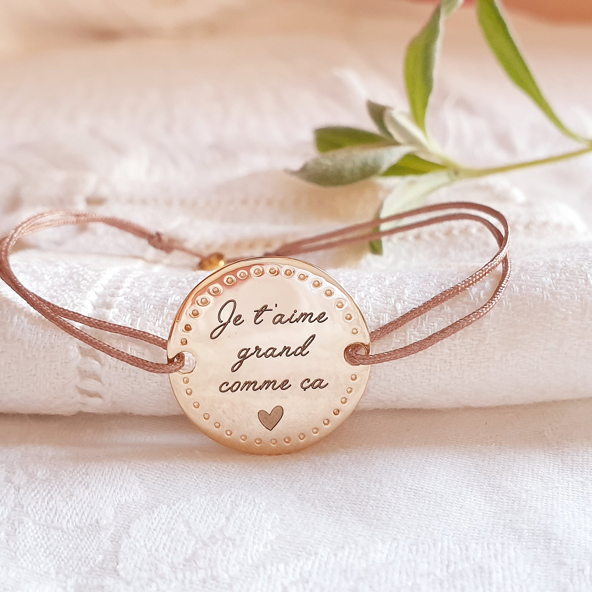 bracelet maman message delicate cordon coeur