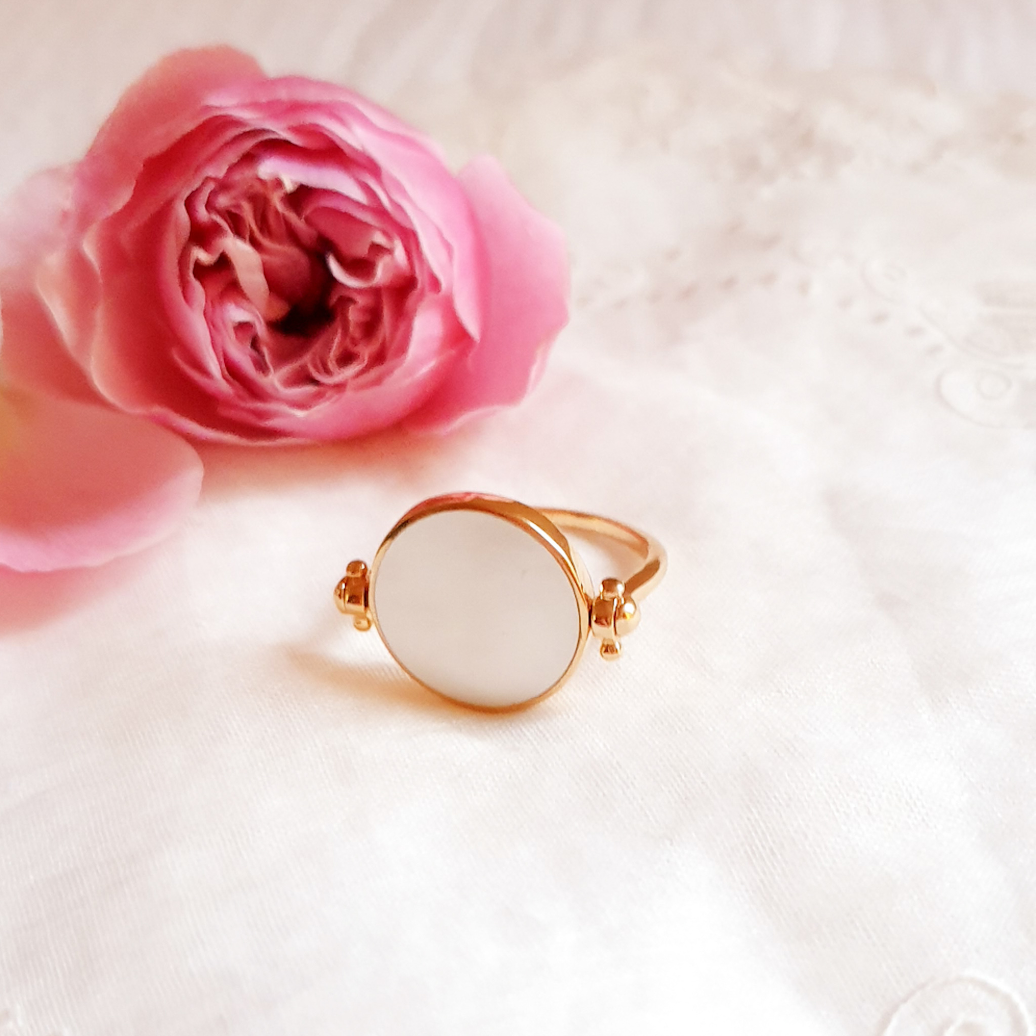 bague nacre blanc personnalisable