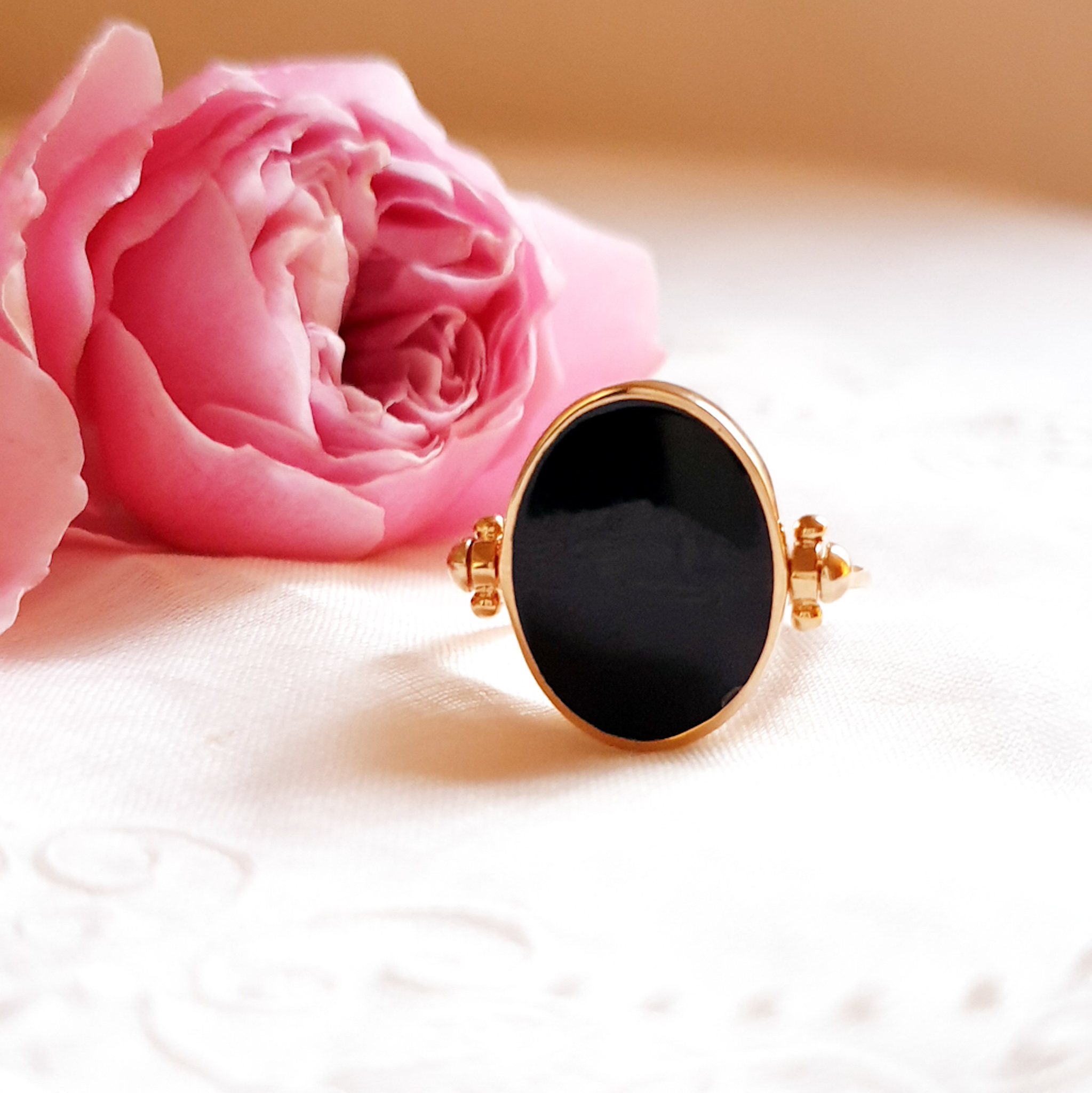 bague personnalisable noir et or reversible
