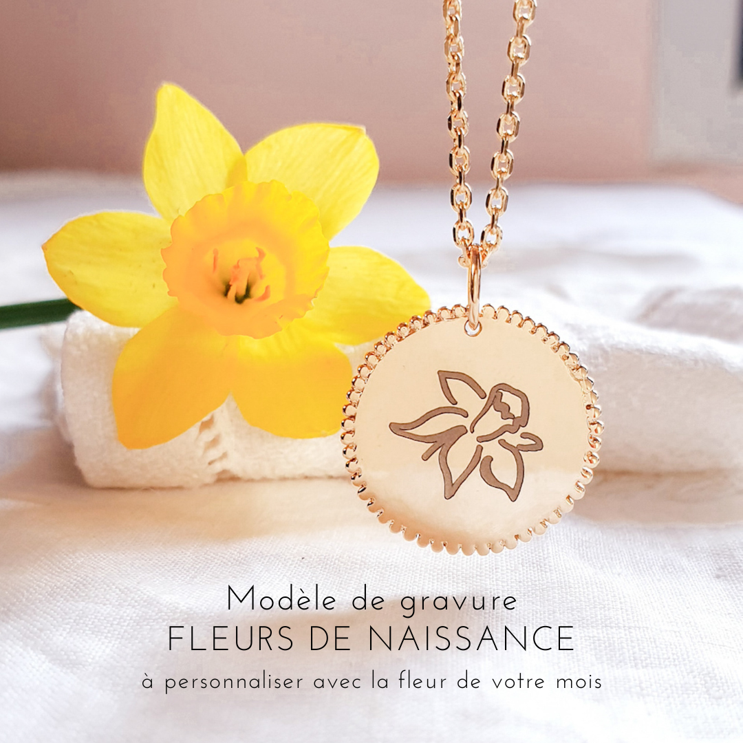 collier fleur de naissance jonquille