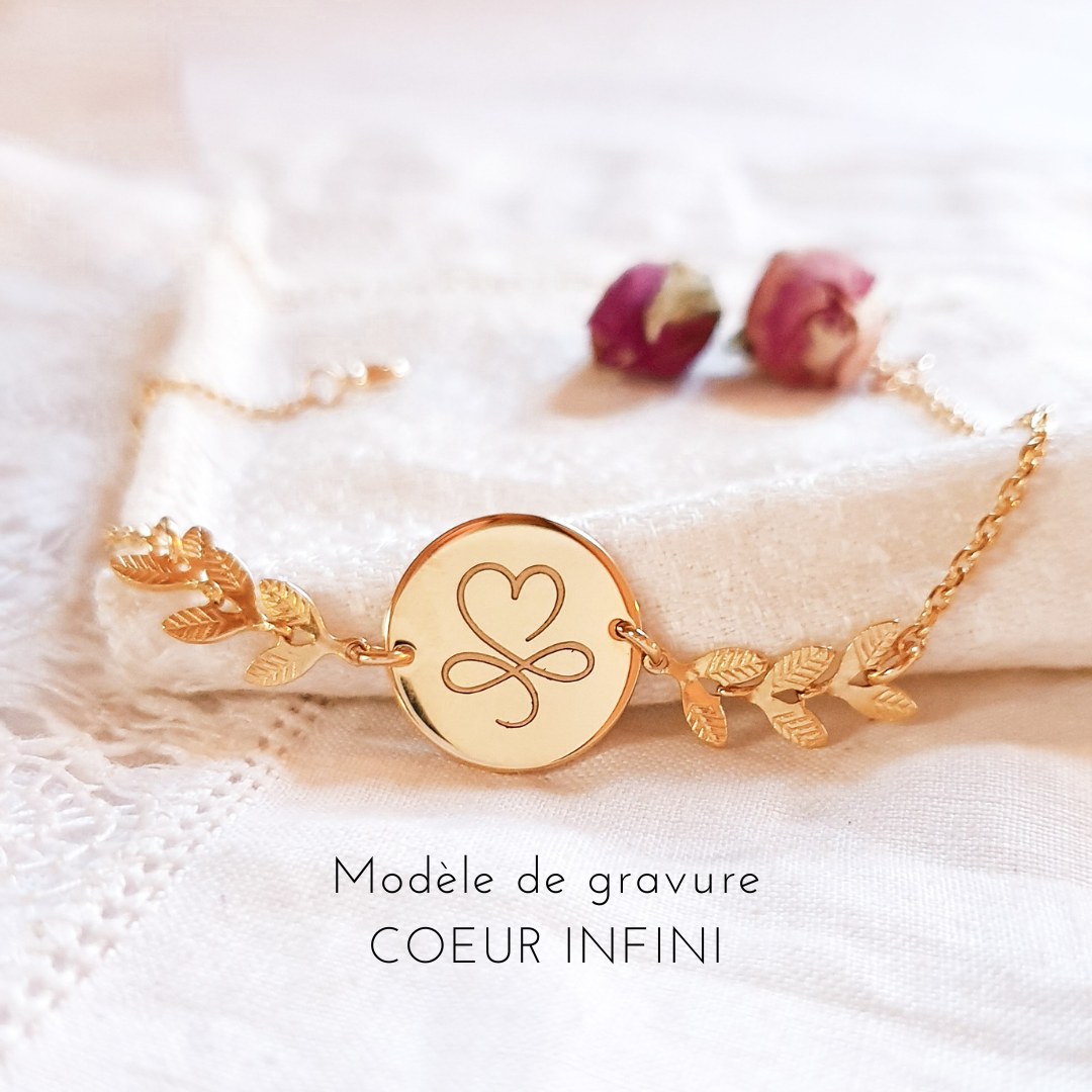 bracelet grave femme coeur infini