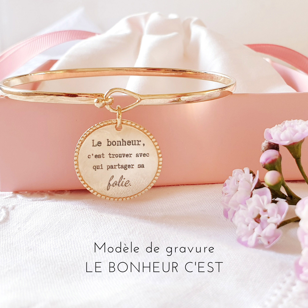 bracelet femme jonc personnalise le bonheur c est folie