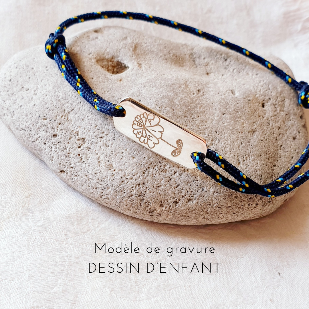 bracelet grave dessin enfant cadeau papa