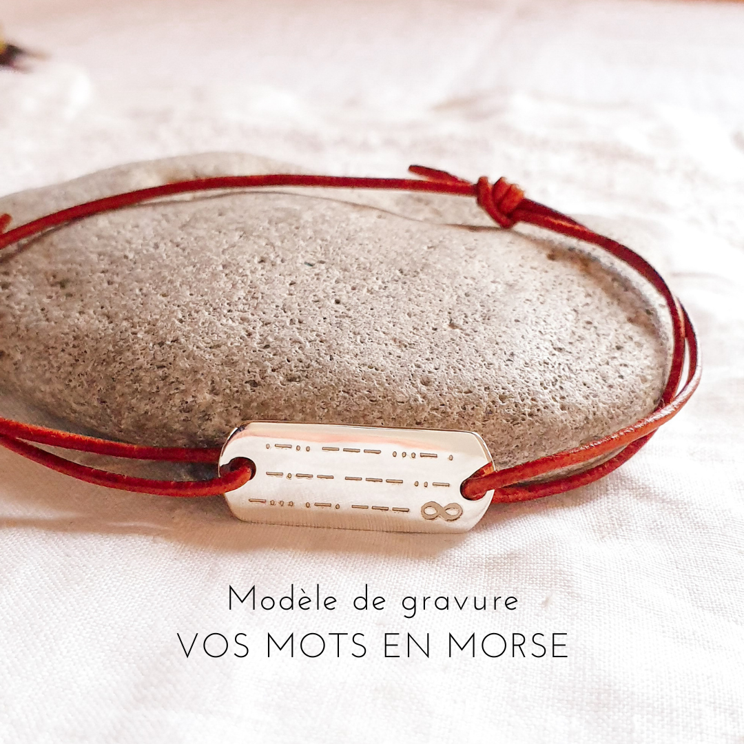 cadeau pour homme bracelet cuir grave en morse