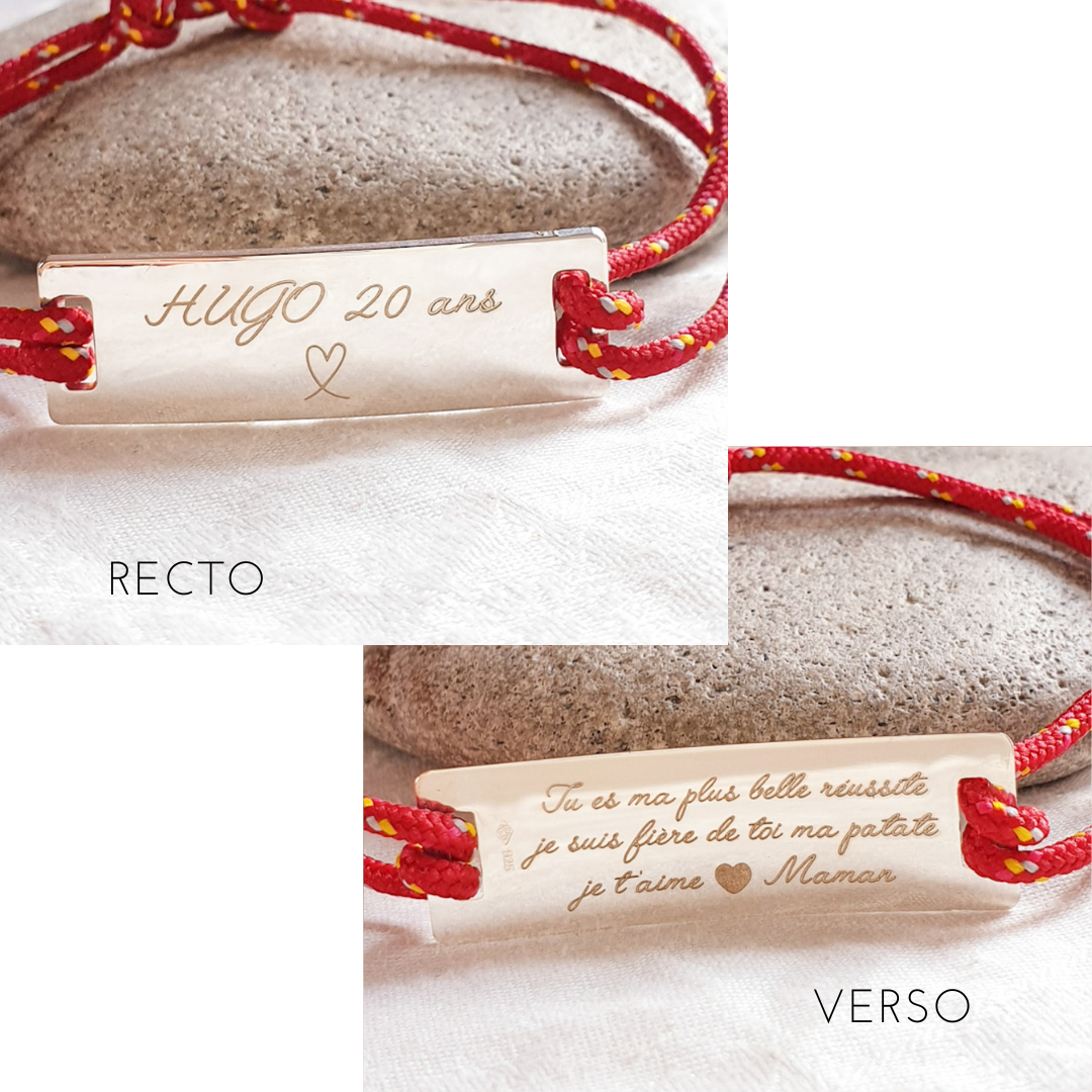 bracelet pour mon fils personnalise cordon argent