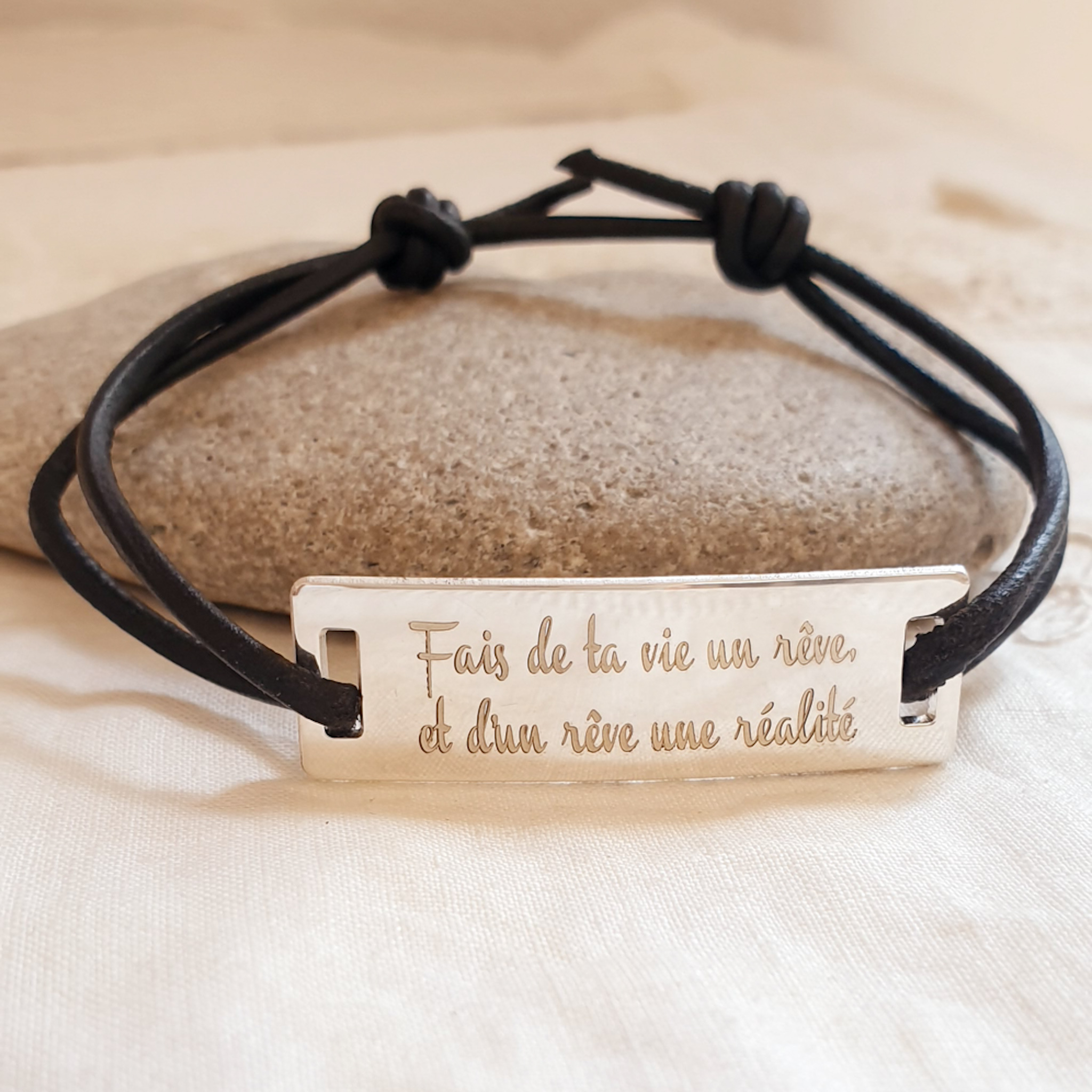 bracelet homme personnalise lien cuir fais de ta vie
