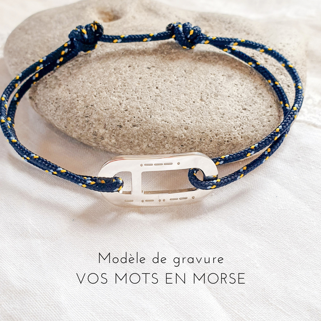 bracelet morse pour homme gravure argent