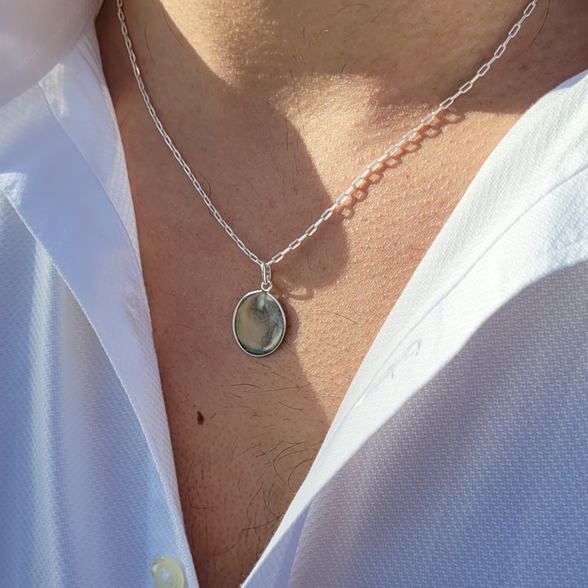 collier personnalisable homme medaille argent