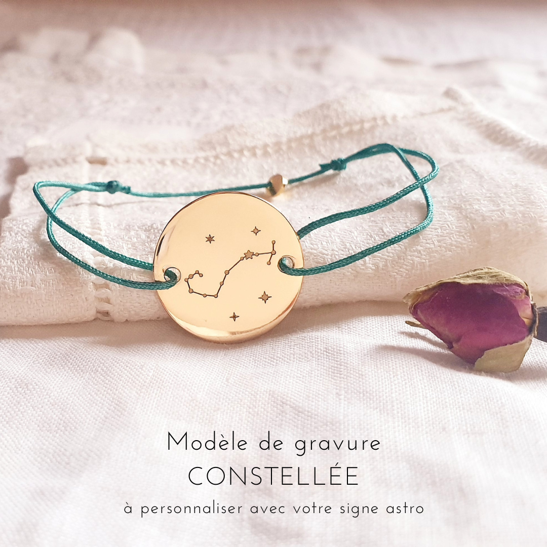 bracelet cordon garcon grave signe astro constellation