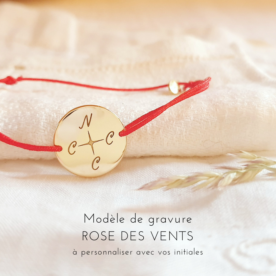 bracelet grave rose des vents  pour garcon