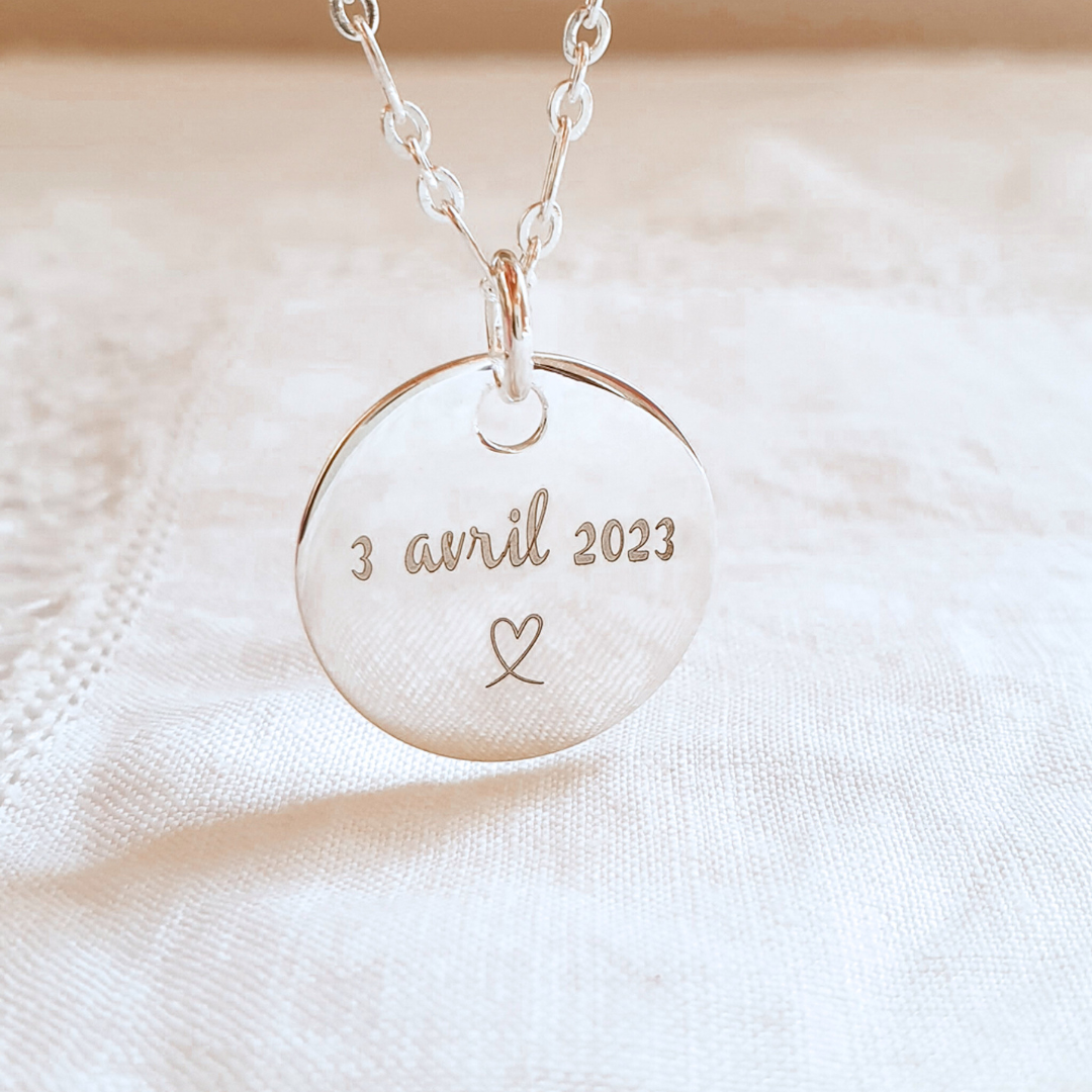 pendentif personnalise argent date naissance