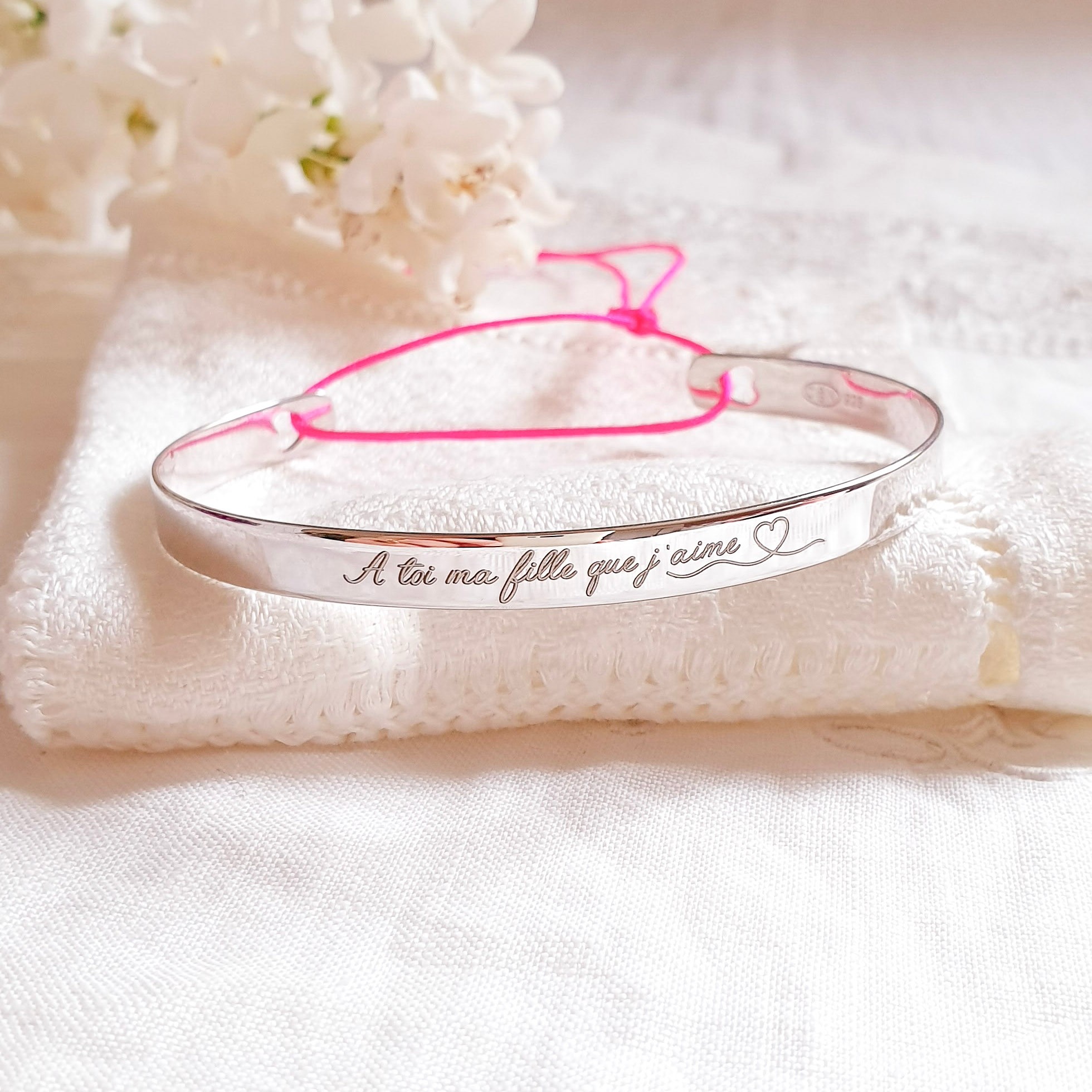 bracelet jonc grave pour fille argent