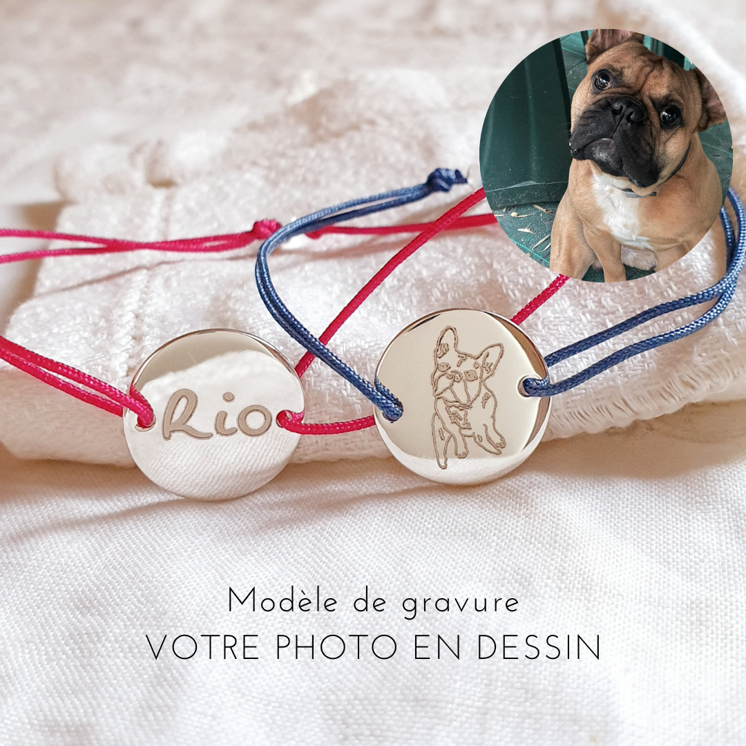 bracelet homme portrait de chien avec photo