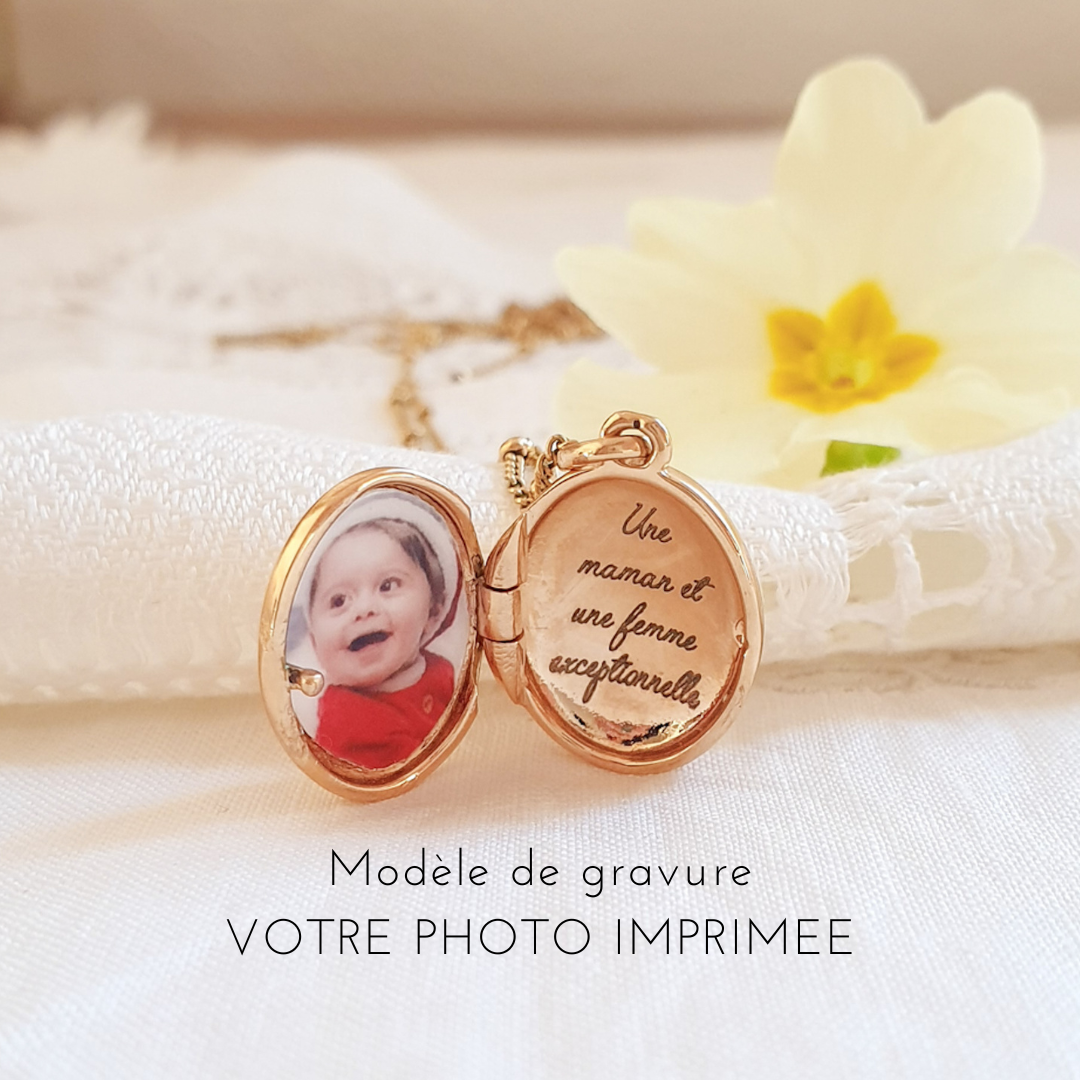 collier medaillon photo maman bebe