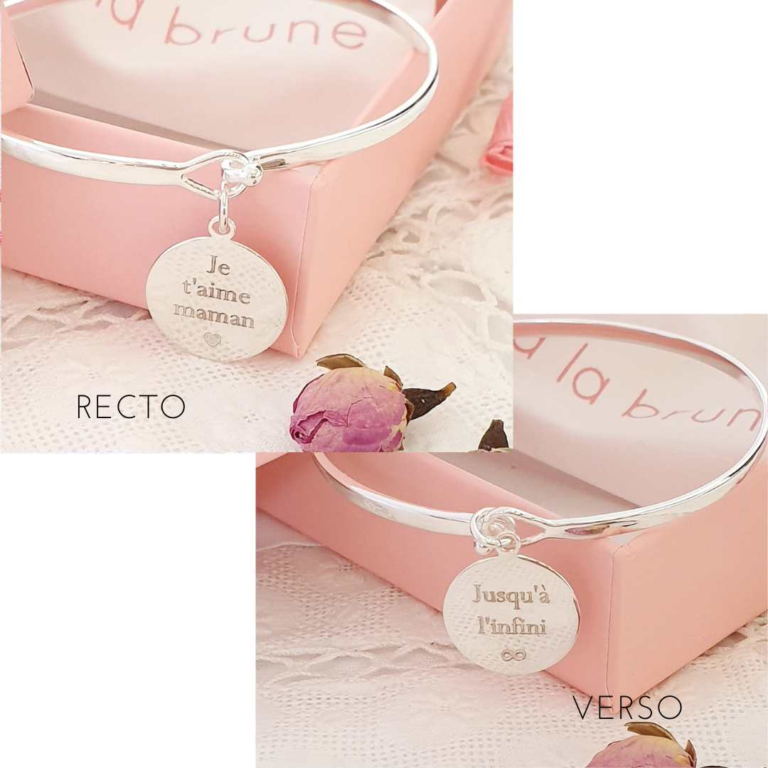 bracelet cadeau maman jonc personnalise argent