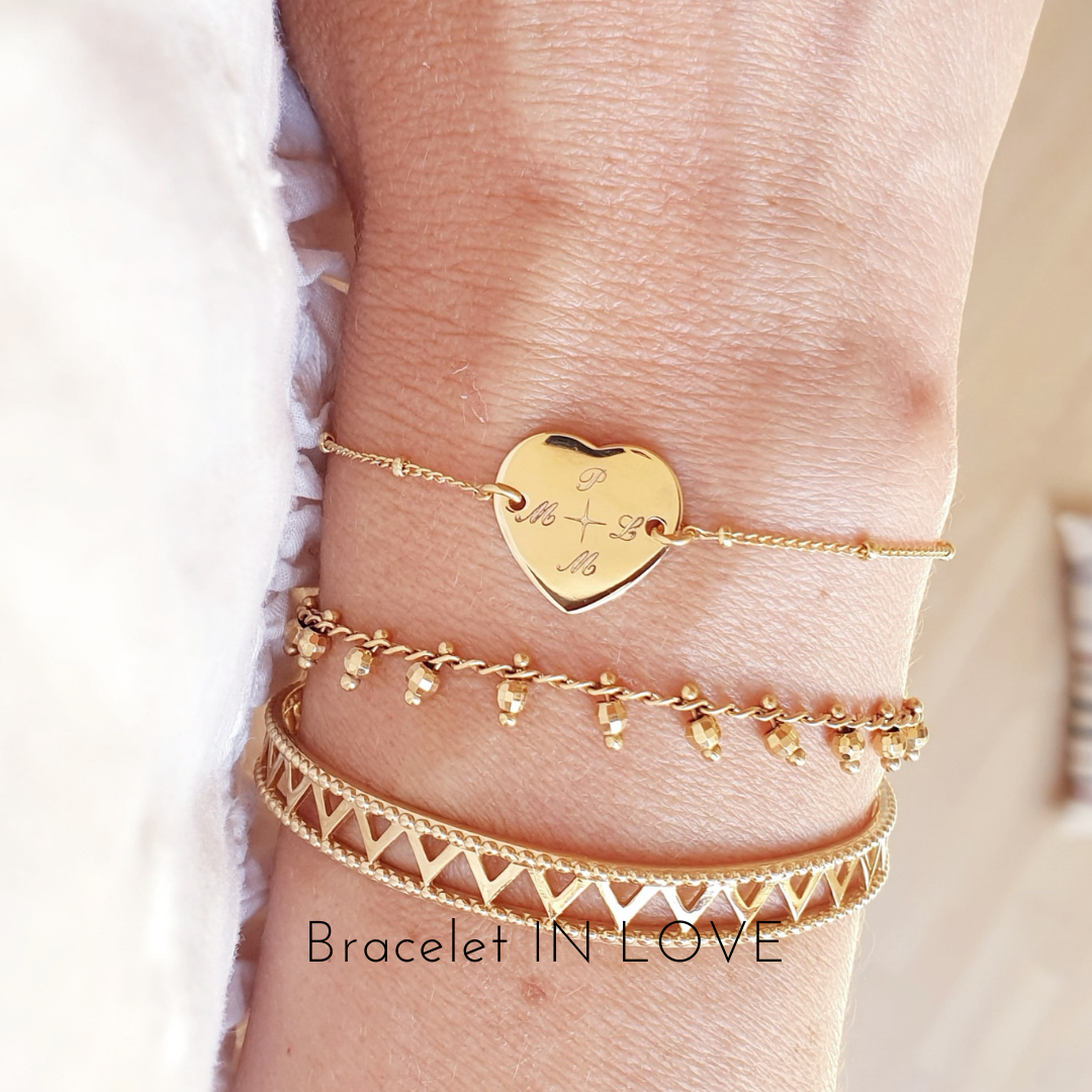 bracelet forme coeur personnalise initiales