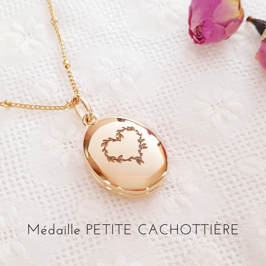 collier secret personnalise coeur feuille