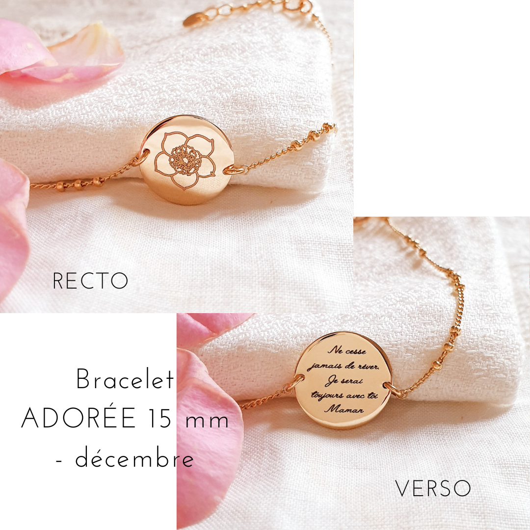 bracelet fille fleur de naissance decembre rose noel