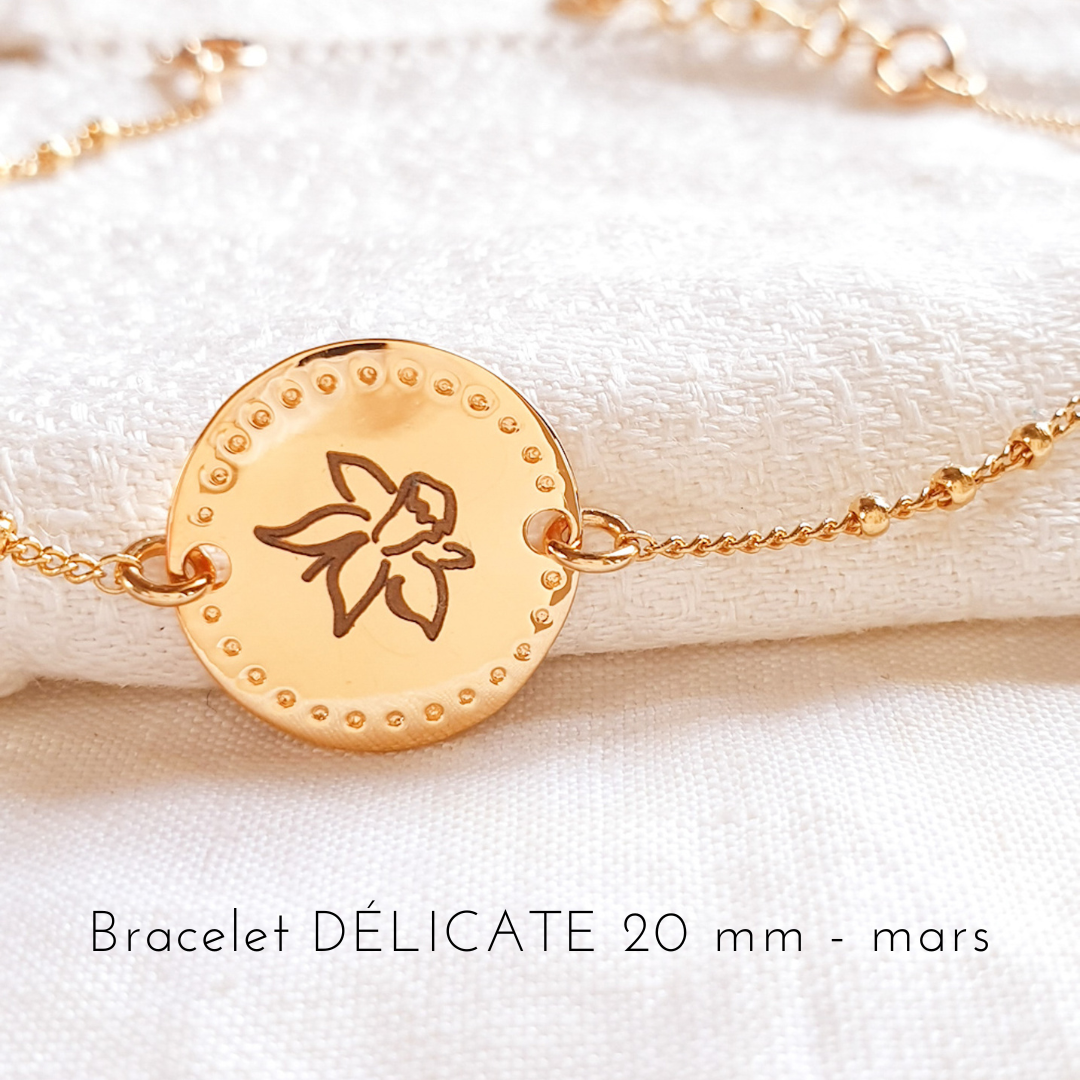bracelet fleur de naissance jonquille mars