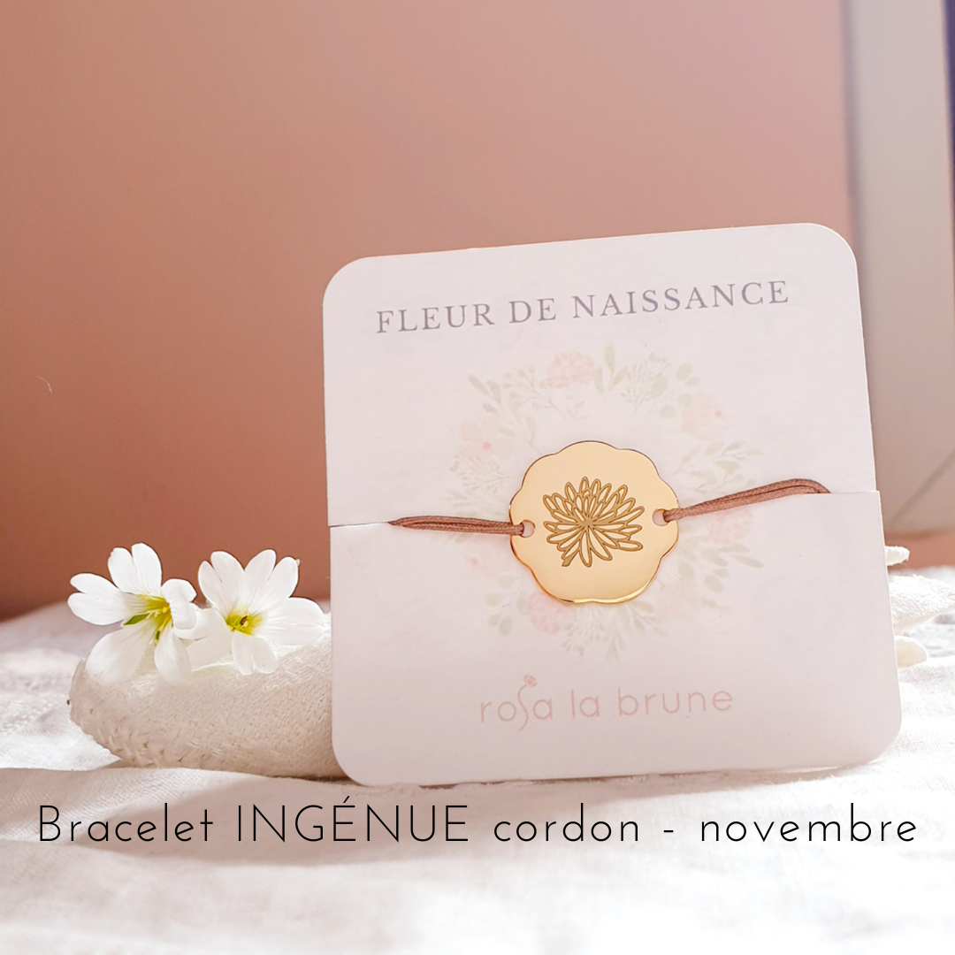 bracelet fleur de naissance novembre chrysantheme