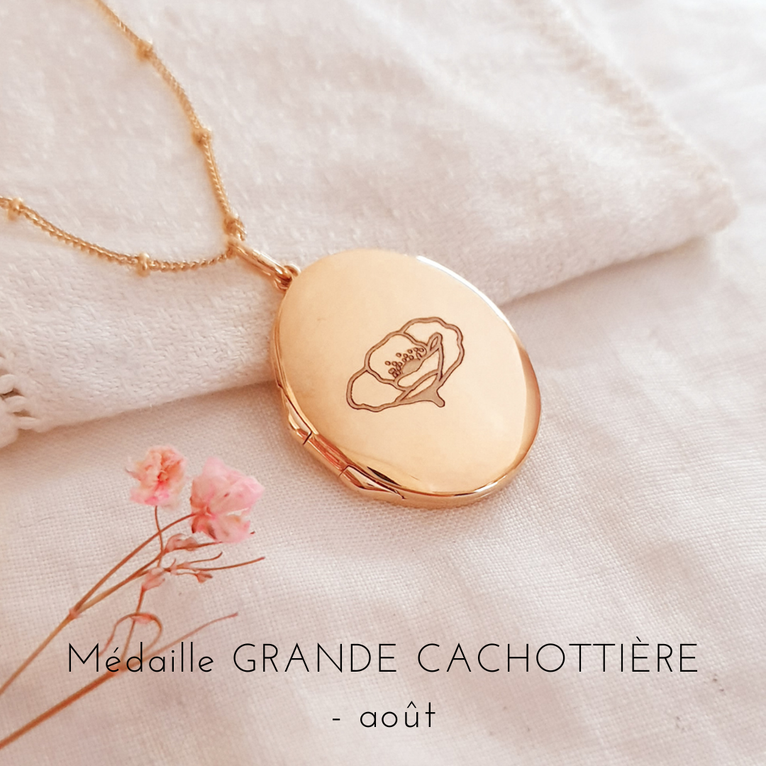 collier fleur de naissance aout coquelicot
