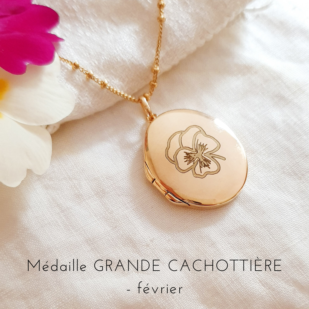 collier fleur de naissance fevrier violette