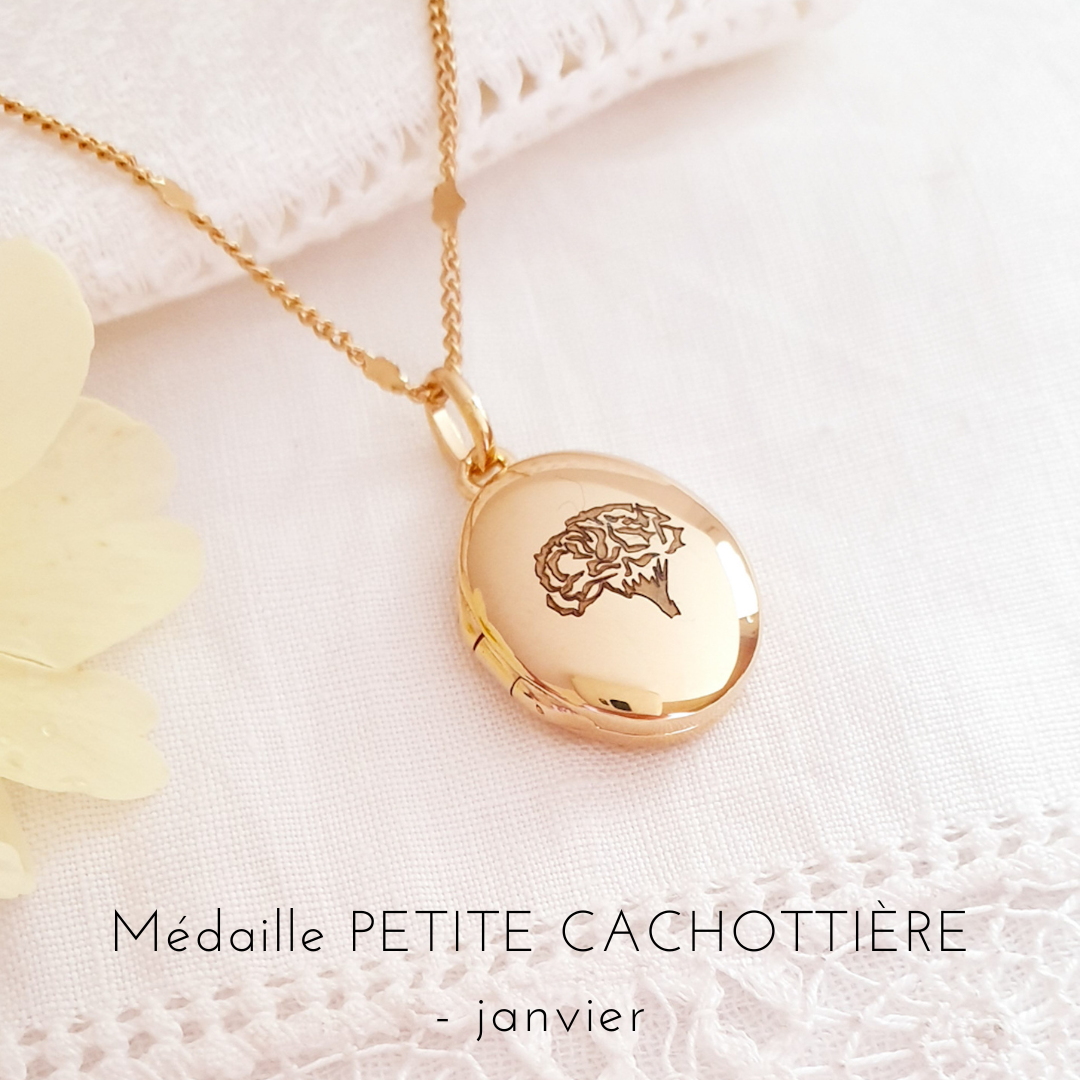 collier fleur de naissance janvier oeillet