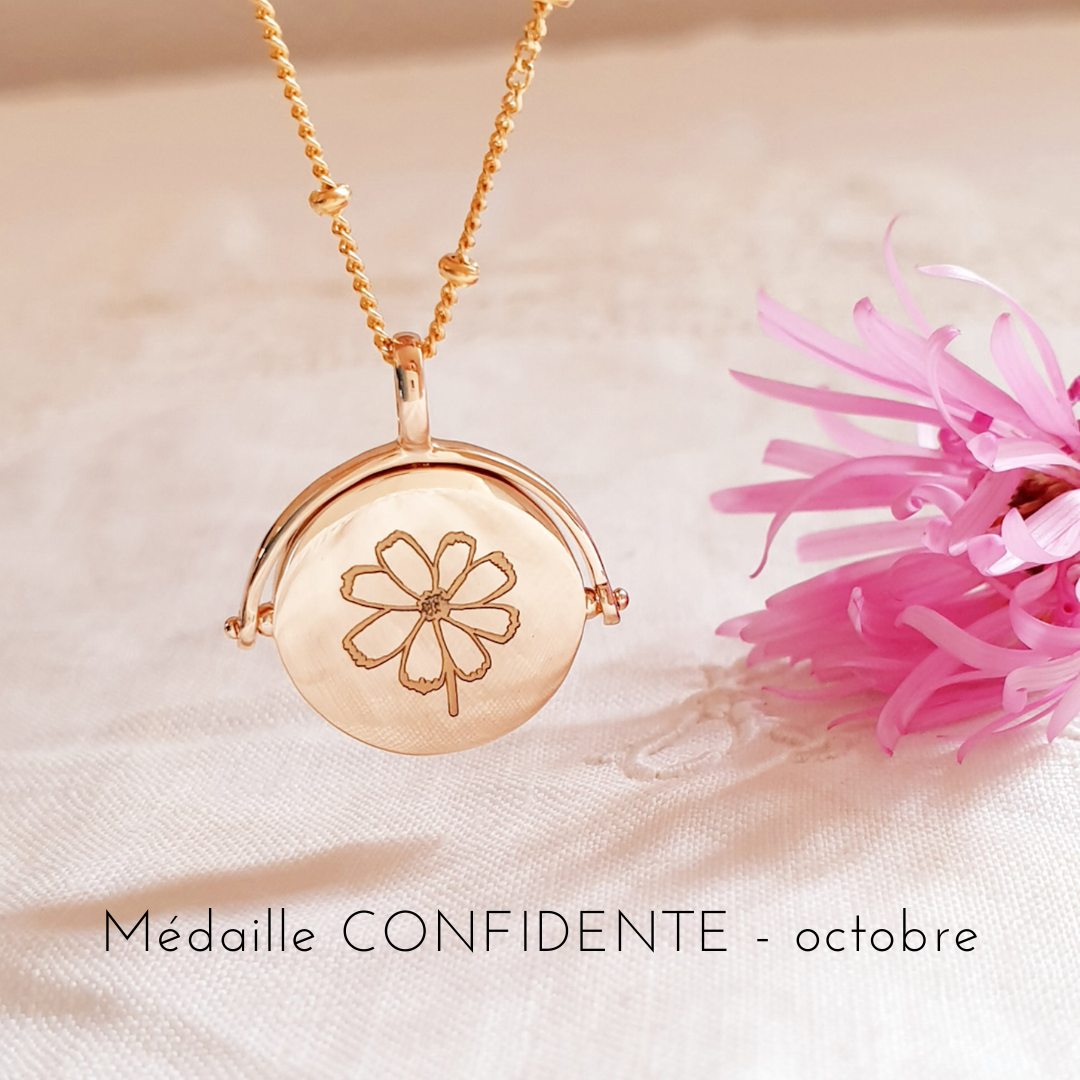 collier fleur de naissance octobre cosmos