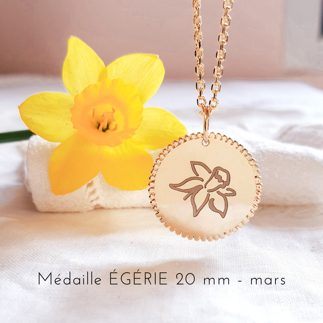 pendentif fleur de naissance jonquille mars