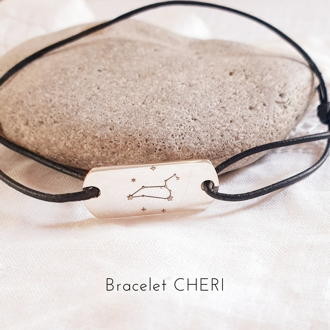 bracelet constellation lion astro grave homme