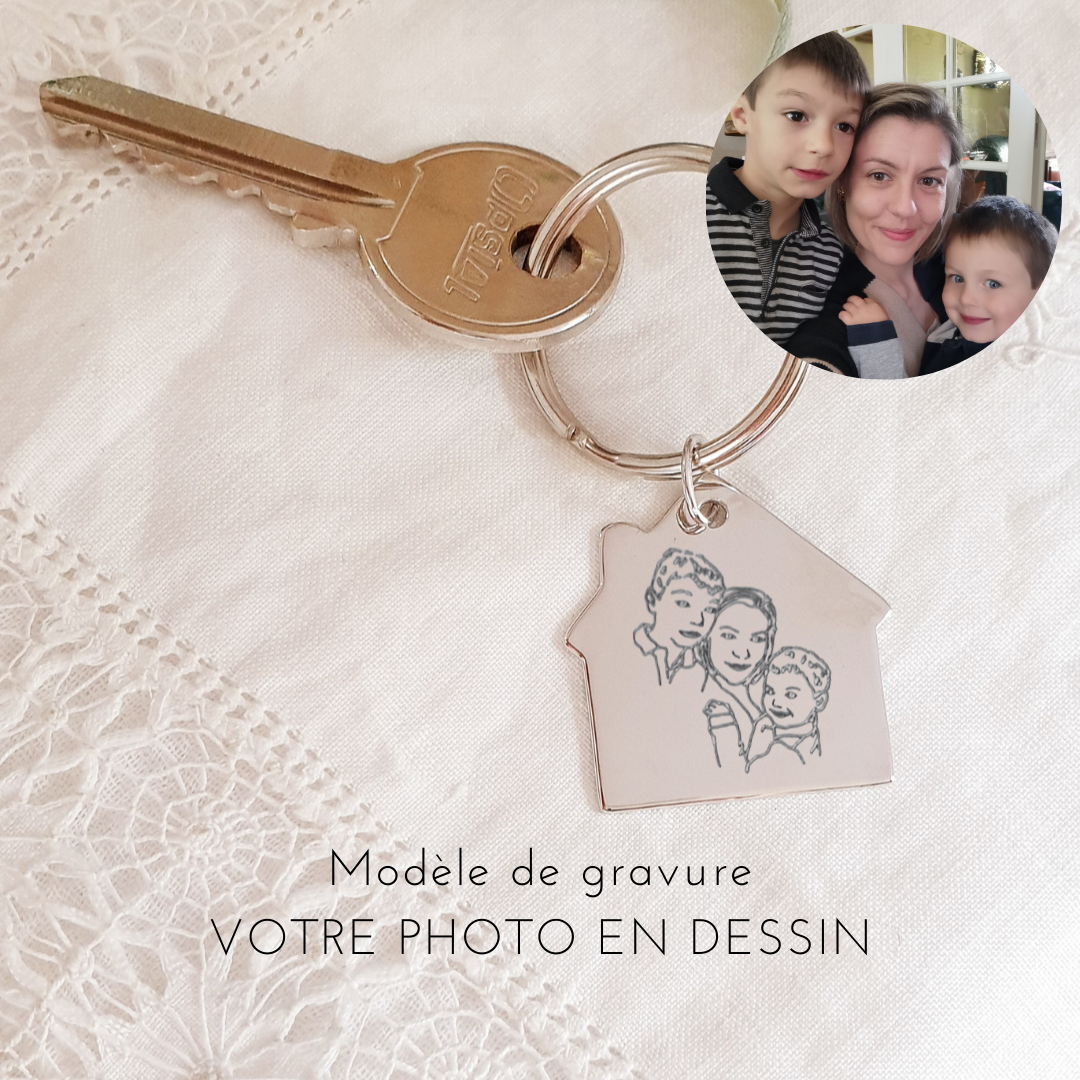 porte clefs photo famille cadeau papa