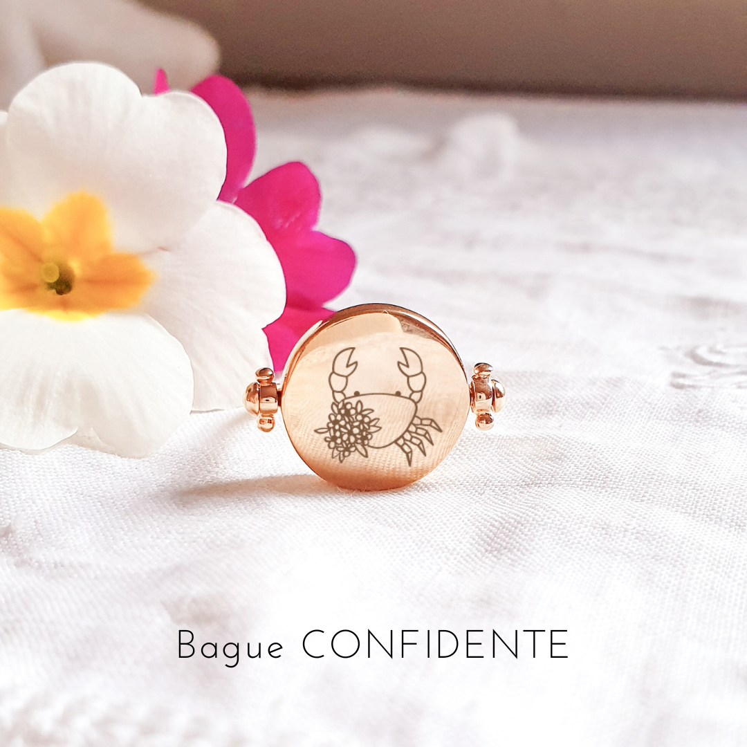 bijou signe astro cancer bague gravee