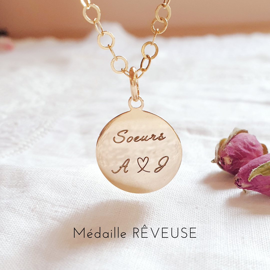 collier soeur gravure initiales